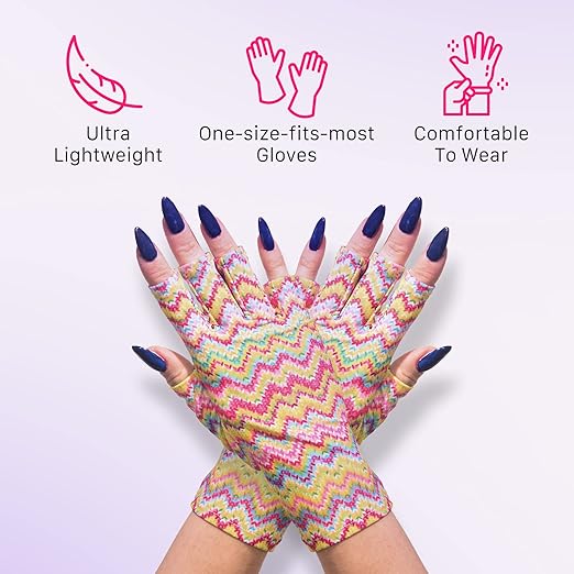ManiGlovz UPF 50+ UV Light Protective Nail Gloves for Gel Manicure and Sun Protection While Driving in Black Marble