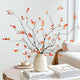 Ttranewsoo 4 Pcs Tall Fall Branches for Floor Vase, 47.2 Inch Artificial Ficus Branches, Faux Eucalyptus Stems and Fall Greenery Stems for Autumn Home Decor, Orange, Vase Not Included