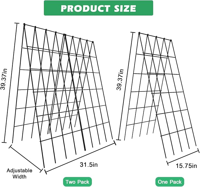 DoCred Cucumber Trellis, 2 Pack Foldable A Frame Trellis for Raised Bed Climbing Plants, Vegetables, Includes Plant Support Clips, Twist Ties, Plastic Ties- Made from PVC-Coated Steel