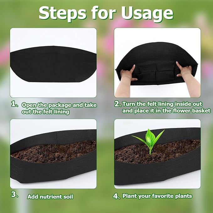 Augshy 36 Inch Planter Liners for Window Box, 4Pcs Window Basket Liners Fabric Planter Liners Hanging Flower Box Liner Felt Trough Planter Insert Non-Woven Plant Liner Replacement for Garden Planters