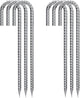 Rebar Stakes 12 Inch Galvanized, J Hook Rebar Stakes 6 Pack Ground Anchors for Tent Heavy Duty for Plants Anti-Rust Landscape Fabric Artificial Turf