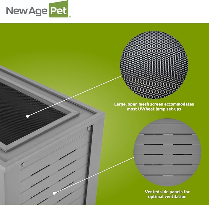 New Age Pet ECOFLEX 36" Wide Medium Reptile Habitat, Mojave Lounge for Snakes, Tortoises & Lizards in Maple, Black & Grey, Easy Assembly, Sliding Glass Doors & Mesh Top