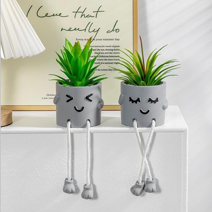 skycoo 3Pack Fake Plants in Cute Pots, Indoor Faux Plants Decorations Lifelike with Artificial Flowers for Office Bathroom Bedroom Living Room Kitchen Home Farmhouse Shelf Decor G1