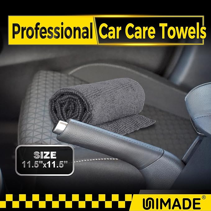Microfiber Cleaning Cloth, 100 Pack Microfiber Towels for Cars Commercial Grade Work Rags Bulk Detailing Cloth for Automotive Bar Mechanic Restaurant Garage Housekeeping, 11.5"x 11.5", Grey