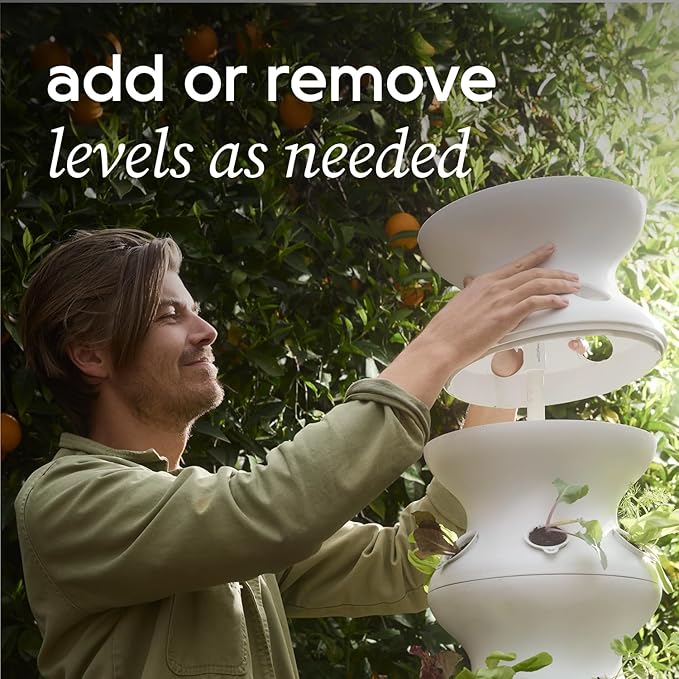 Farmstand Starter Kit with Glow Rings and 12 Seedling Credits | Tiny Hydroponic Growing System Kit | Vertical Garden Planter Tower | 3ft 8in Tall