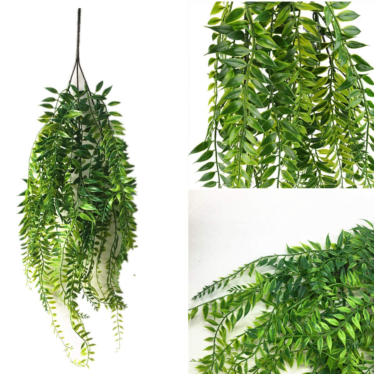 Artificial Hanging Vine, Weeping Willow Plastic Plants Greenery Leaves Fake Plant Faux Ivy Garland UV Resistant for Indoor Outdoor Garden Door Wall Baskets Wedding Party Table Decor Decoration - 4 Pcs