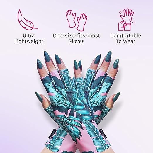 ManiGlovz -The Original Dermatologist Recommended UPF 50+ UV Protective Manicure and Sunblock Fingerless Gloves, Sun Protection, Driving and Gel Manicure Gloves in Blue Marble