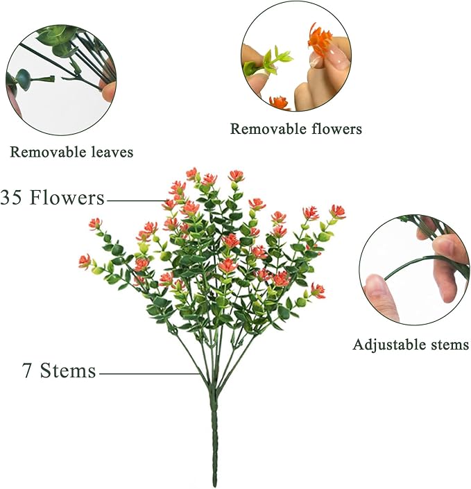 BCBLF Artificial Flowers Outdoors, 12 Bundles Fake Flowers UV-Anti for Decoration Faux Plastic Plants Garden Porch Window Box Décor, YellowPurpleBlueGreen