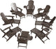 Adjustable Adirondack Chair with Retractable Ottoman Set of 8, HDPE Folding Adirondack Chair with Cup Holder, All Weather Fire Pit Chair for Outdoor.