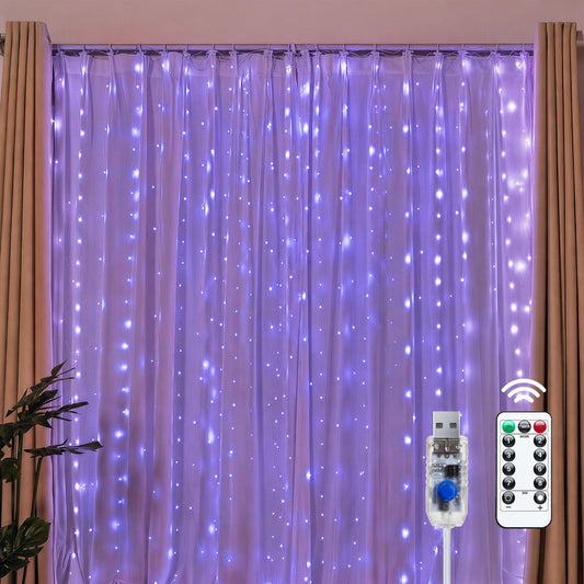 Brightown 300 LED Fairy Curtain Lights, 9.8ft x 9.8ft Curtain String Lights