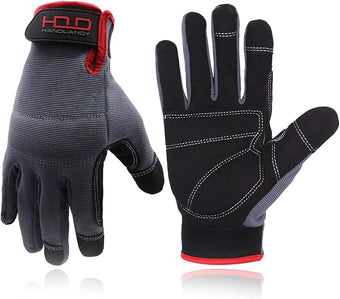 HANDLANDY Work Gloves for Men & Women, Utility Mechanic Working Gloves Touch Screen, Flexible Yard Work Gloves