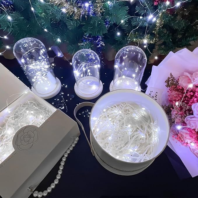 20 Pack Fairy Lights Battery Operated String Lights, 10 LED on 3.3ft Silvery Copper Wire，for Flowers Gift Box Wedding Party Christmas Decoration (20 Pack, Cool White)