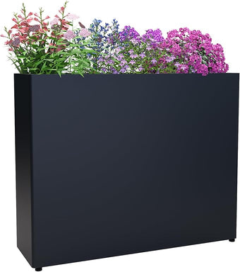 Vrtizalv Metal Rectangular Planter Box, 36” x 12” x 26” Heavy Duty Tall Rounded Corner Spliced Design Planter for Porch, Garden, Patio, Yard Outdoor Plants