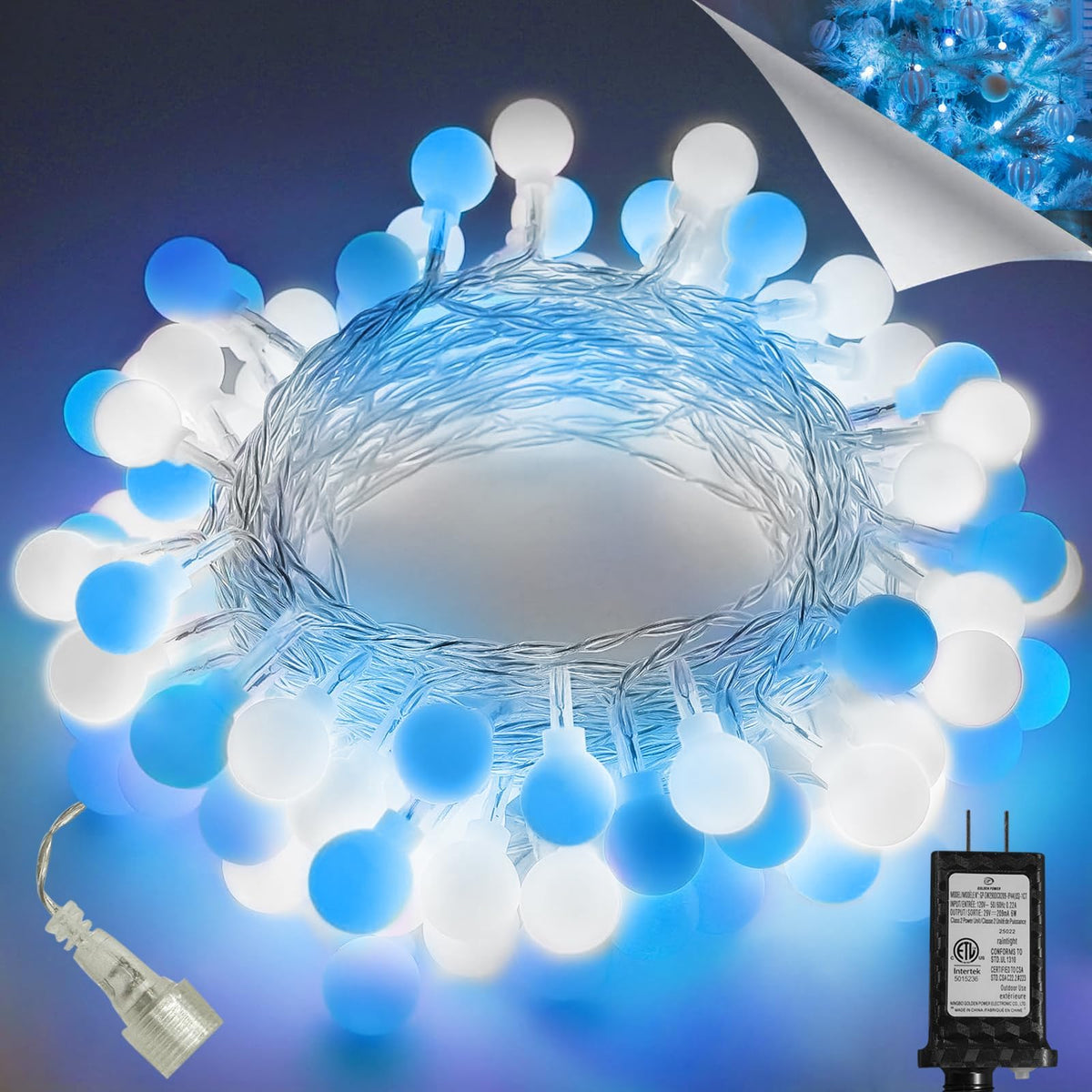 Connectable 43FT 100LED Globe String Lights Indoor, Classroom Lights