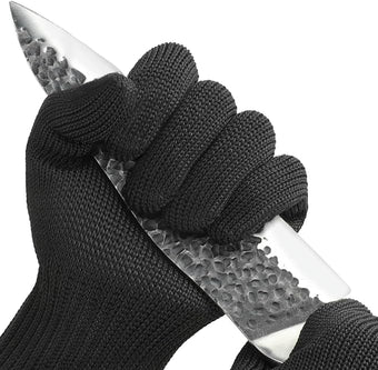 Level 5 Cut Resistant Gloves for Kitchen & Mandoline Slicer, Safety Food Grade Stainless Steel Wire Protection, High Dexterity Ambidextrous Work Gloves for gardening, Woodworking, Black (L)