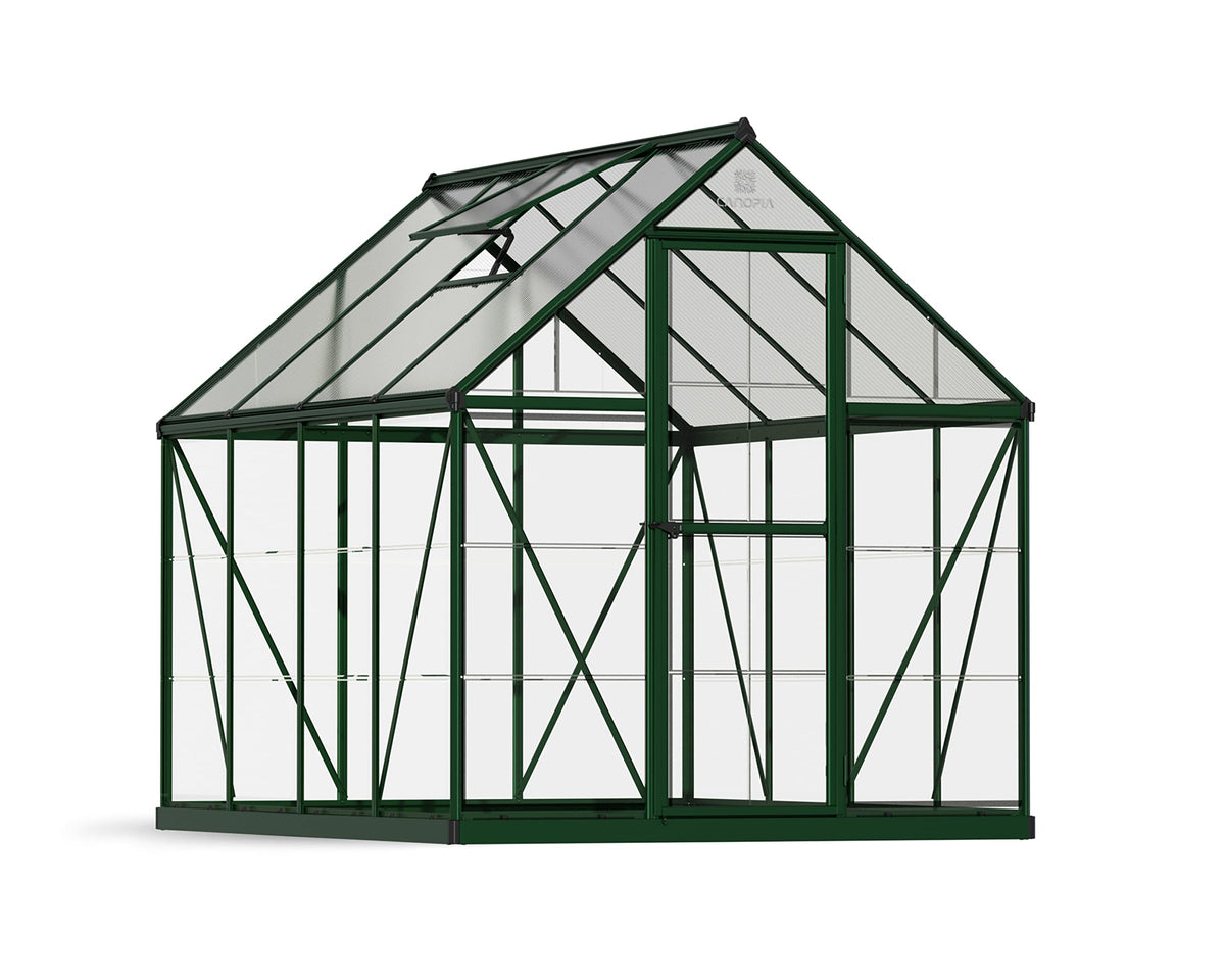Palram - Canopia Hybrid 6' x 8' Polycarbonate Aluminum Greenhouse, Green