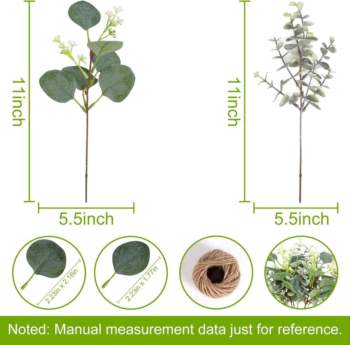 ZeKonan 120pcs Artificial Silver Dollar Eucalyptus Stems Bulk Fake Branches