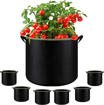 6-Pack 5 Gallon Grow Bags - 300G Heavy Duty Aeration Fabric Pots with Handles,Thickened Nonwoven Planter Bags for Vegetables Flowers Fruits