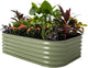 Vego garden Raised Garden Bed Kits, 17" Tall 6 in 1 Modular Metal Raised Planter Bed for Vegetables Flowers Patio Ground Planter Box-Olive Green