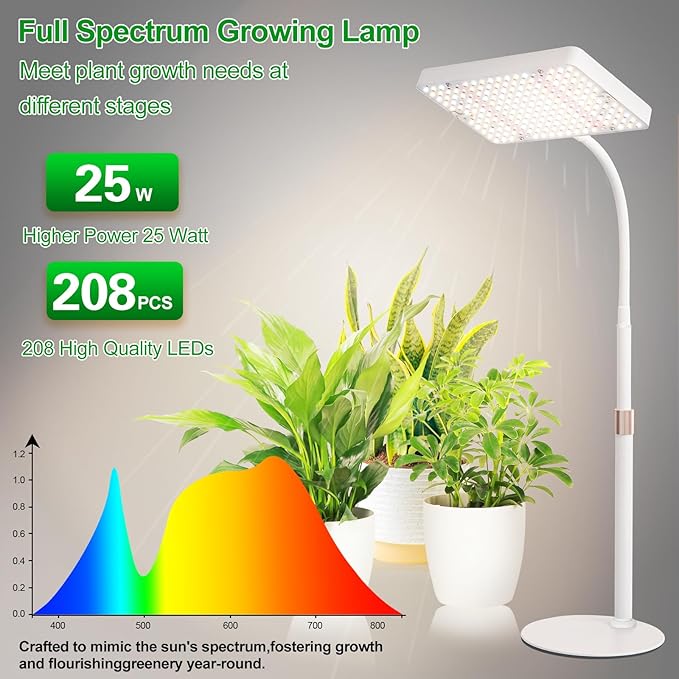 JINHONGTO Tabletop Grow Light LED Full Spectrum UV IR, Veg Seed Starting Seedlings Bonsai Houseplant Plant Light, Desk Grow Lights for Indoor Plants, 16"-24" Height Adjustable