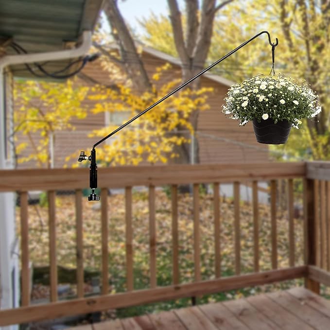 AshmanOnline Ashman Deck Hook (1 Pack, 49-Inch Deck Hook), Double Forged Solid Metal Single Piece Rod, Ideal for Bird Feeders, Plant Hangers, Coconut Shell Hanging Baskets, and Lanterns.