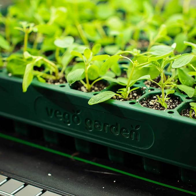 Vego garden 10" x 20" 76 Cells Seed Starter Tray Stackable Seedling Starting Germination Trays for Plants Planting Vegetables Herbs Flowers