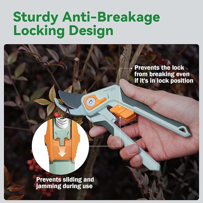 PrunePro 8" Professional Pruning Shears for Gardening 2 Pack Bypass Hand Pruner Stainless Steel Sharp Garden Scissors Plant Flower Rose Garden Clipper