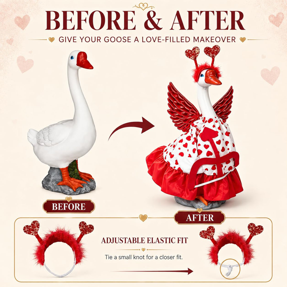 Garden Goose Statue with Angel Wings,Cute Outdoor Resin Garden Goose Decor