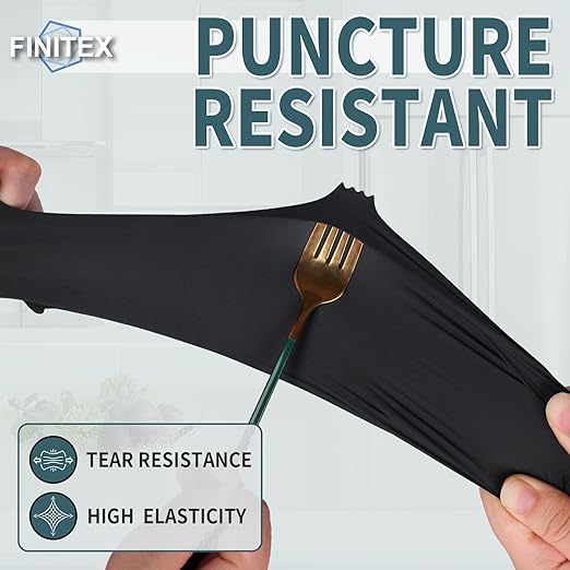 FINITEX - Black Nitrile Disposable Gloves, 5mil, Powder-free, Medical Exam Latex-Free 100 PCS For Cleaning Food Glove (Large)