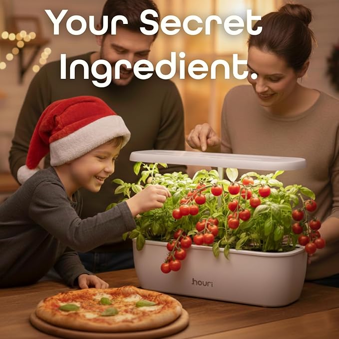 Nouri 7 Pod Smart Garden for Home Cooks | w/Heirloom Tomato | Hydroponics Growing System | LED Grow Lights | Indoor Herb Garden Kit | Herb Growing Kit Indoors for Plant Lovers, Gardeners, Kitchen