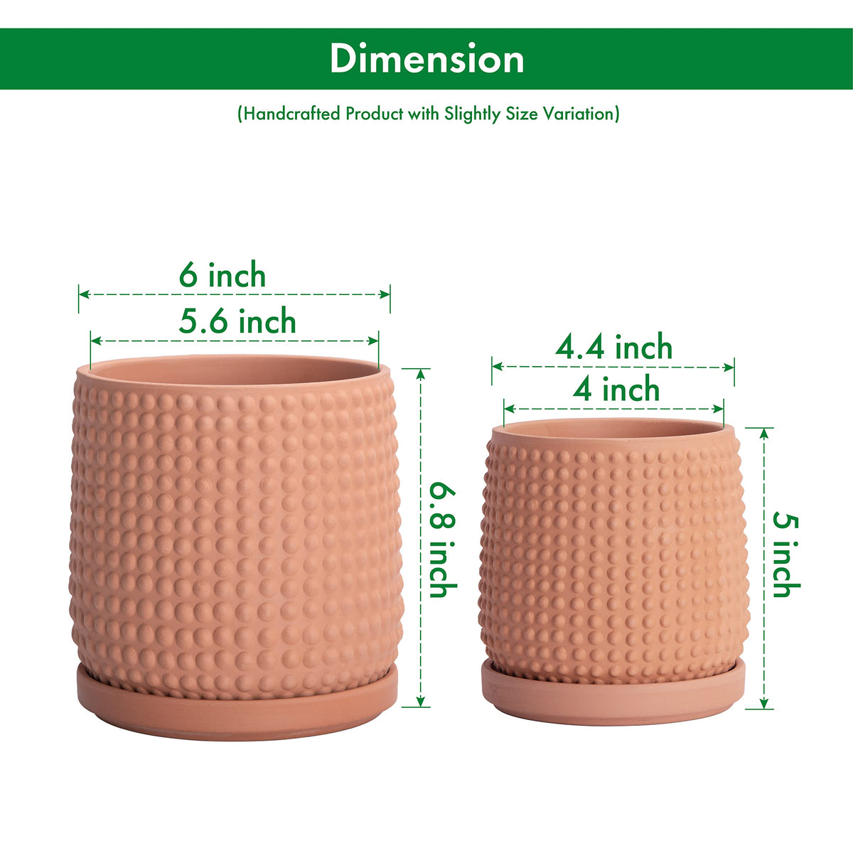 D'vine Dev Beaded Terracotta Planter Pots, 4/6 in,Terra Cotta, 27-D-U-7