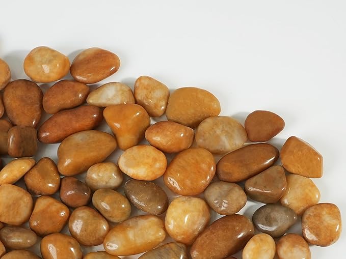 6 LBS River Rocks, StoneCreek, Decorative Garden Stones for Plant Landscaping, Polished Gravel Filler Pebbles for Home Decoration, Vases, Succulents, Flower Beds and Fish Tanks (Pale Yellow, Medium)