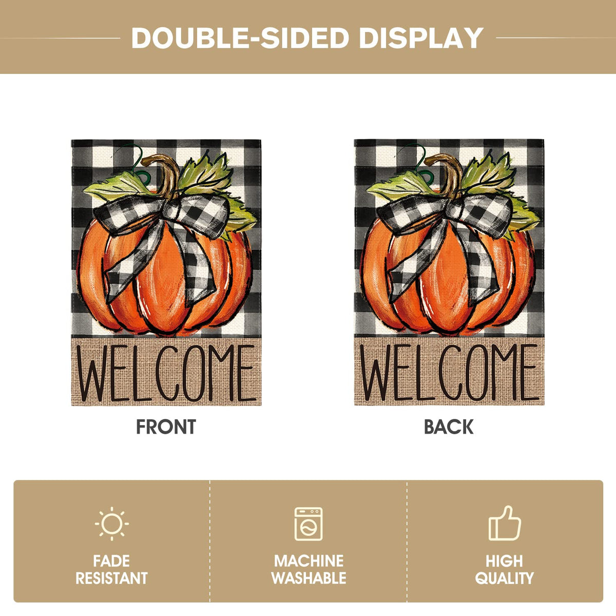 AVOIN colorlife Fall Thanksgiving Pumpkin Welcome Garden Flag 12x18 Inch