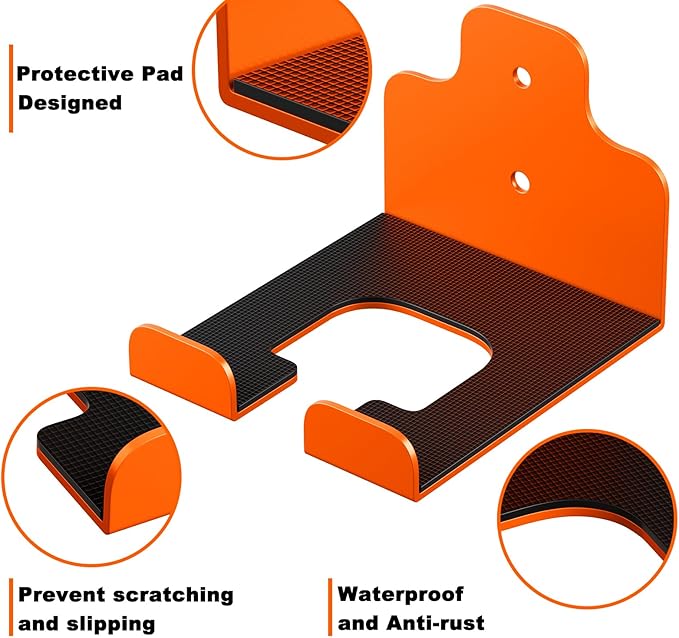 Garage Organizer Trimmer Rack, Garden Power Tool Hanger Weed Whackers Holder Wall Mounted for Grass Trimmer, Hedge Trimmer, Garage Trimmer, Garden Tools,2 Pack(Orange)