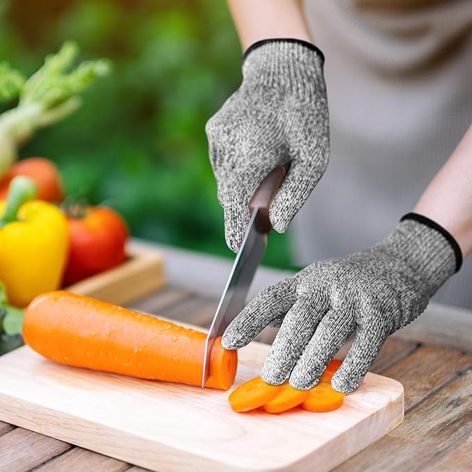 Evridwear Cut Resistant Gloves Food Grade Level 5 Kitchen Safety Protection (Gray, Medium)