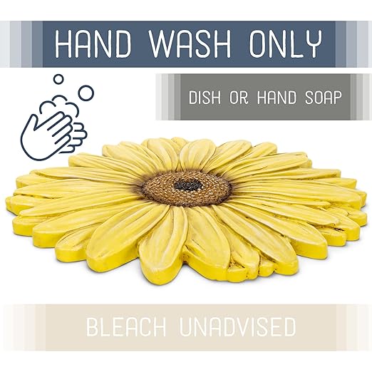 NAT & Jules Gerbera Daisy Flower Shaped Dimensional Indoor Outdoor 12 inch Cast Resin Decorative Garden Stepping Stone, Patio, Walkway Sculpture Yard Art, Yellow