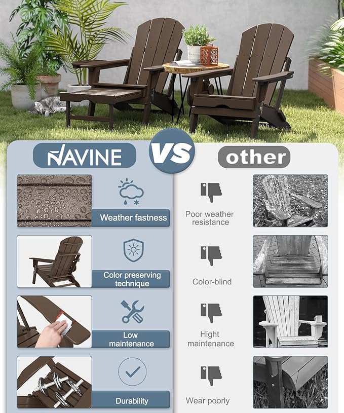 Adjustable Adirondack Chair with Retractable Ottoman Set of 8, HDPE Folding Adirondack Chair with Cup Holder, All Weather Fire Pit Chair for Outdoor.