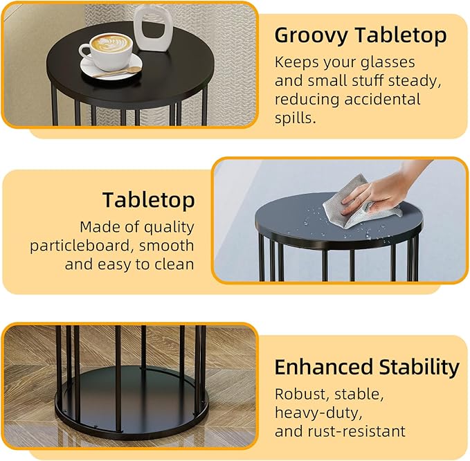 Leinade Plant Stand Indoor,small plant stool,Flower Pot Corner stand holder,Mid Century Heavy Duty Metal Tall Home Decor,Modern Round End Table,Small Rustic Display Stand for Living Room,Bedroom(Black,18In)