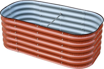 Raised Metal Garden Beds, Galvanized Steel, 47x24 inches, 2 Heights Available, Garden Green or Terra Cotta (Copper Brown, 47.2" × 23.6" × 17")
