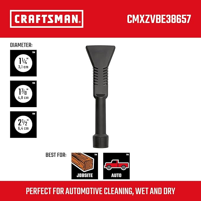 CRAFTSMAN CMXZVBE38657 1-1/4 in. to 2-1/2 in. Claw Nozzle Wet Dry Vac Attachment, Industrial-Grade Shop Vacuum Accessory for Car Cleaning, Adapts to Most 1-1/4 and 2-1/2 inch Hose Diameters