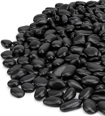 Mr. Fireglass 5 lbs Black Pebbles, 3/8" Natural Decorative Polished River Rocks Aquarium Gravel for Indoor Plants, Vases, Succulents and Outdoor Garden Landscaping