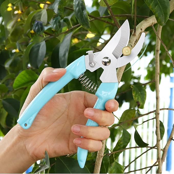 Premium Garden Shears, Pruning Scissors Gardening Tools, Pruners For Flower, Bushes, Rose And Fruit Tree, Use For Florist, Yard And Orchard the Plant Clippers, Sharp White Steel Anvil Snips
