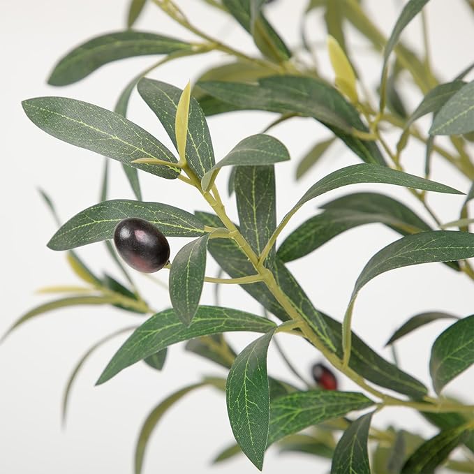 Nafresh Tall Faux Olive Tree，8ft（96in） Realistic Potted Silk Artificial Olive Tree， Fake Olive Trees Indoor with Green Leaves and Big Fruits for Home Office Living Room Stairs Patio Decor.