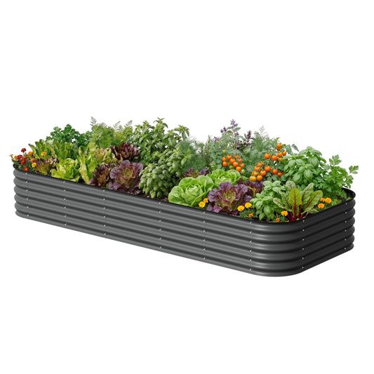Vego garden 17" Tall 4' x 10' Giant Modular Metal Raised Garden Bed Kit, A King Sized Garden Bed for Vegetables, Flowers, Herbs, Modern Gray