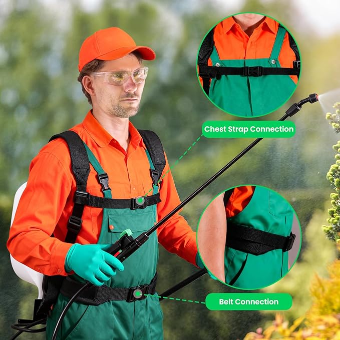 REALWORK 4-Gallon Backpack Sprayer with Padded Shoulder Strap for Pests & Weeds, Watering Garden, and Spraying Plants, in Translucent White