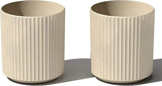 Veradek Demi Series Round Planter for Porch, Patio, Backyard | Durable Plastic-Stone Composite Material | Modern Décor for Tall Plants, Flowers