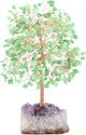 MASGEMES Crystal Tree of Life,Natural Green Aventurine (406 Beads Count) Amethyst Cluster Base, Positive Energy Feng Shui Gem Bonsai Money Tree Good Luck,Gift Size 8.5-9 Inches