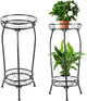LOYAL TIGER Plant Stand Indoor Outdoor，Tall Black Metal Rustproof Stable Plant Stands，2 Tier 27.1 inch (2PS-Iron)