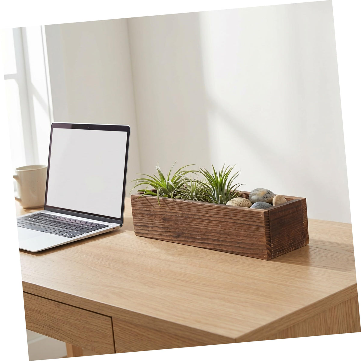 Yardwe 2 Pack Rectangle Wooden Planter Box Rustic Vintage Flower Pot