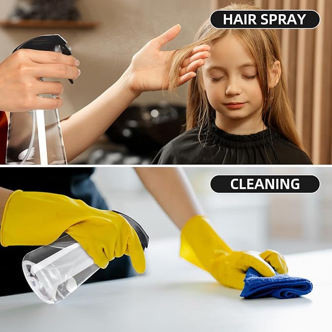 Bealee Spray Bottle 2 Pack, 16oz - Ultra Fine Mist, Plant Mister Hair Misting Empty Spray Bottles Indoor, Leak Proof Water Sprayer for Planting, Hair Care, Essential Oils, Cleaning Solutions (Clear)